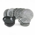 Porcelæn og sorte stentøjsplader Komplet bordservice 18 stykker - Tribu