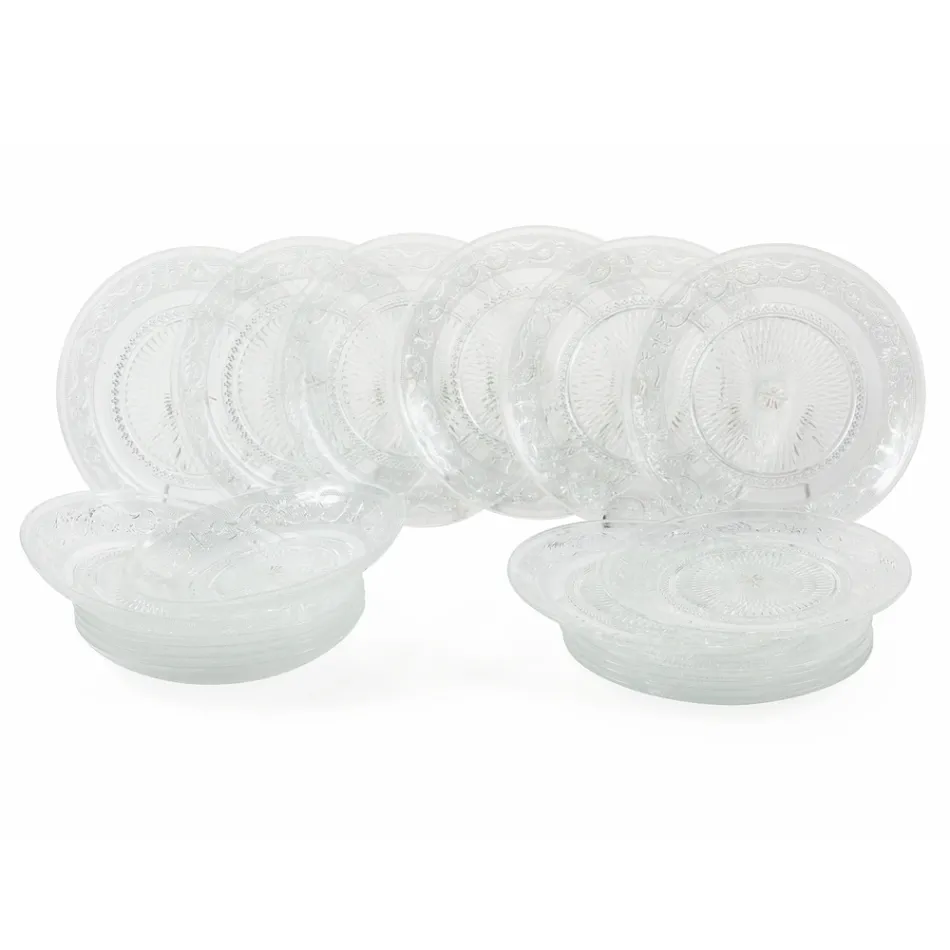 Gennemsigtige glasplader Luksus klassisk indretning 18 dele - Palazzo Viadurini