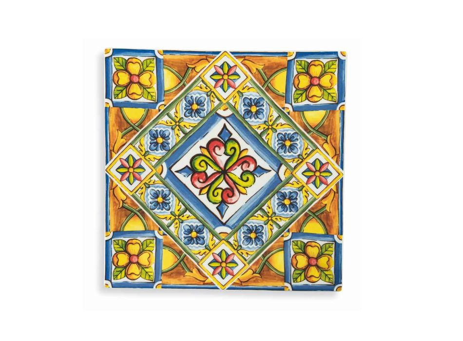 Firkantede Plader Underplader i Farvede Porcelænsdekorationer 6 Stk - Sommer Viadurini