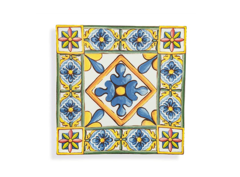 Firkantede Plader Underplader i Farvede Porcelænsdekorationer 6 Stk - Sommer Viadurini