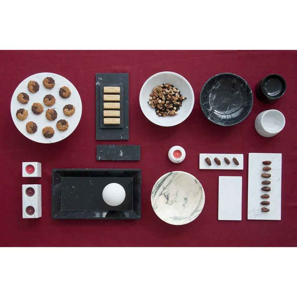 Rund osteplade i hvid eller sort marmor fremstillet i Italien - Kirby Viadurini