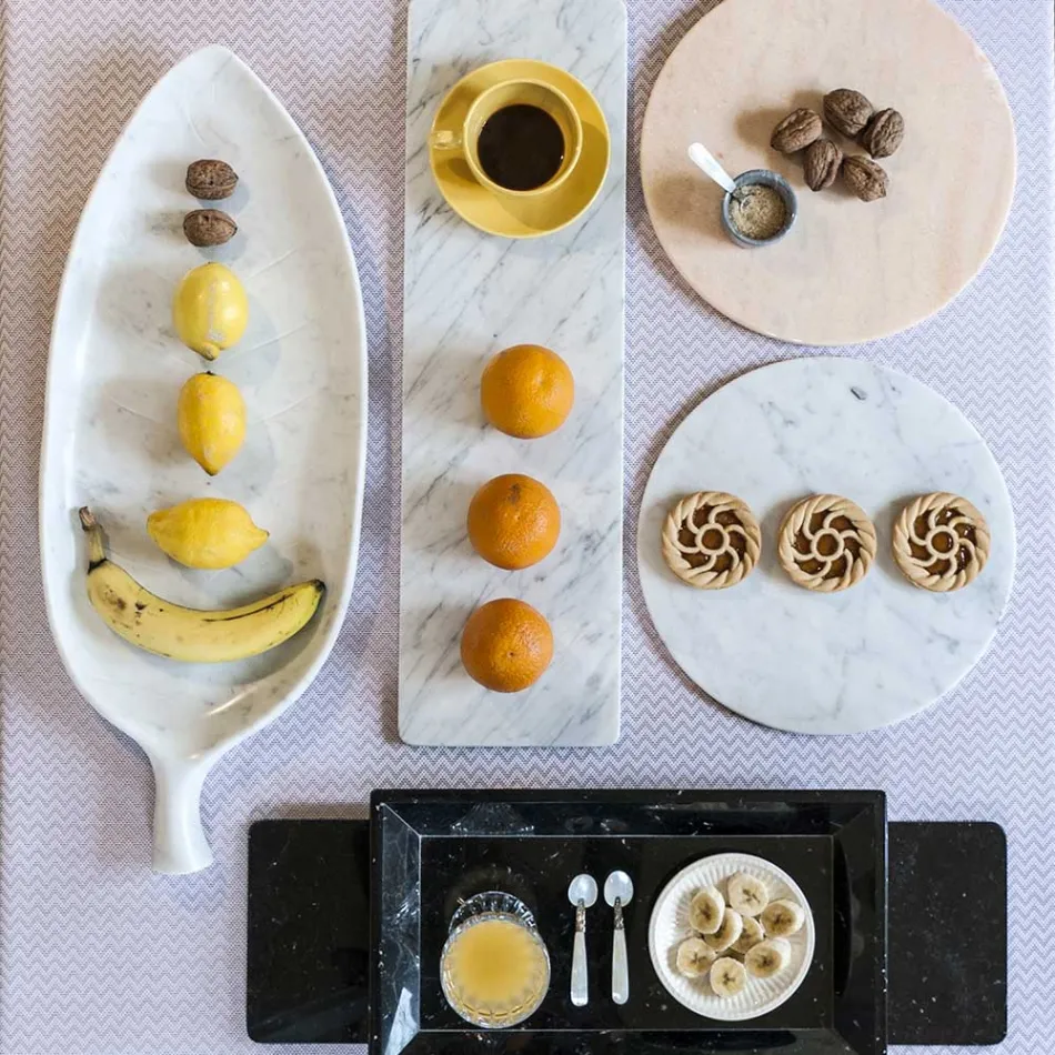 Rund osteplade i hvid eller sort marmor fremstillet i Italien - Kirby Viadurini