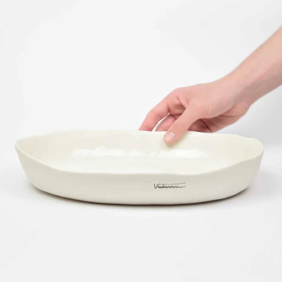 Luksus design hvid porcelæn oval serveringsplade - Arcimaesta Viadurini