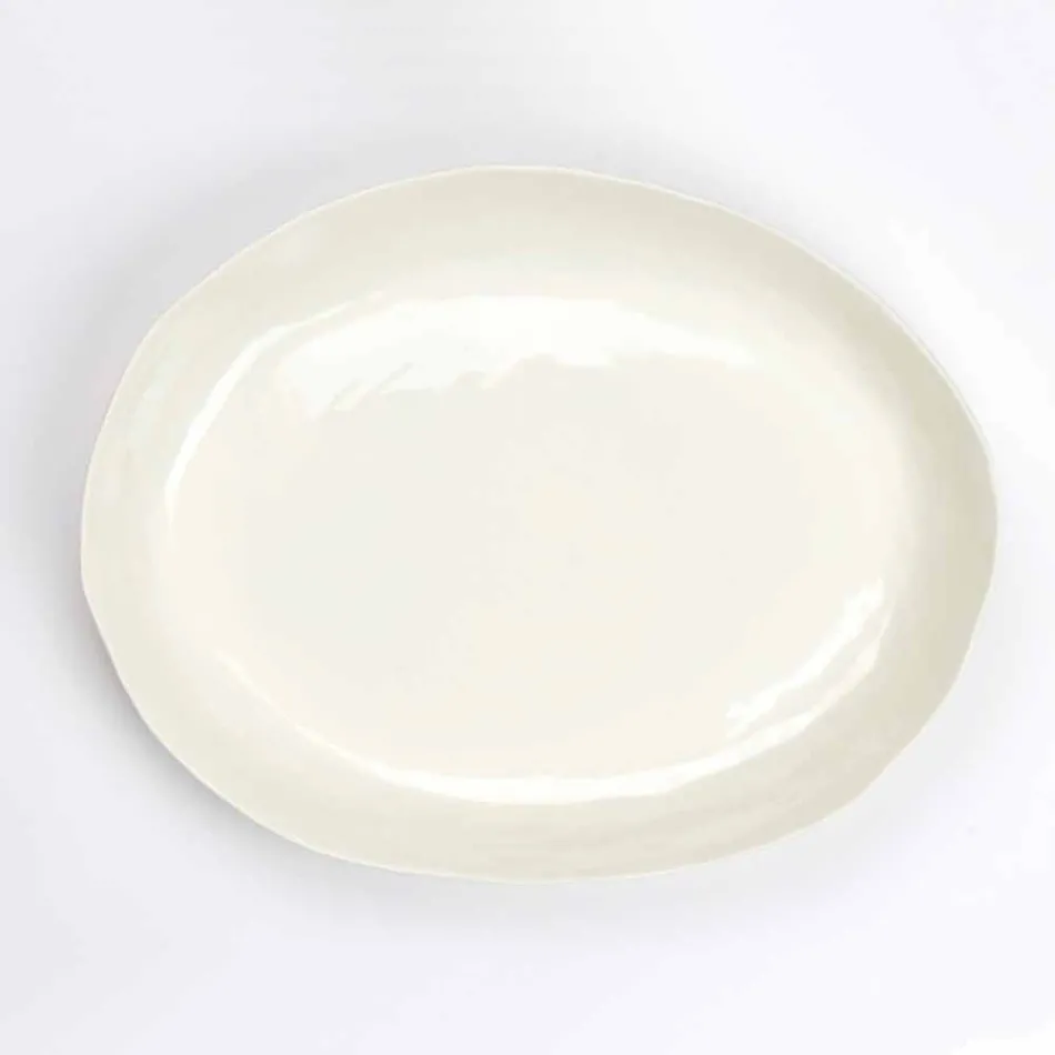 Luksus design hvid porcelæn oval serveringsplade - Arcimaesta Viadurini