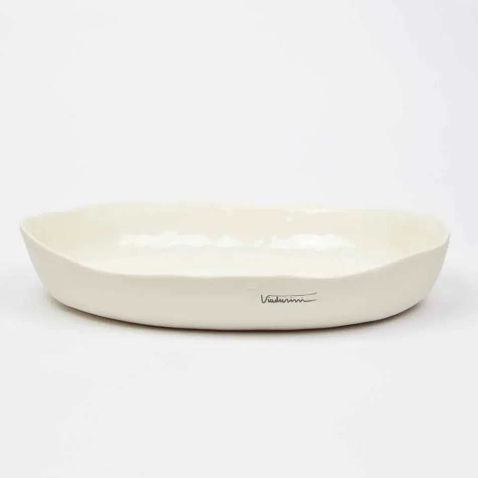 Luksus design hvid porcelæn oval serveringsplade - Arcimaesta Viadurini