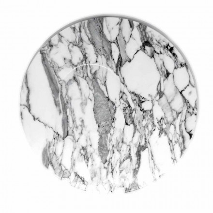 Rund serveringsplade i hvid Carrara marmor fremstillet i Italien - Kamil Viadurini