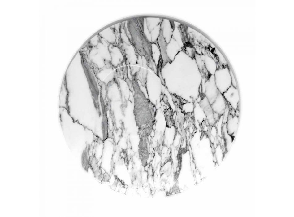 Rund serveringsplade i hvid Carrara marmor fremstillet i Italien - Kamil Viadurini