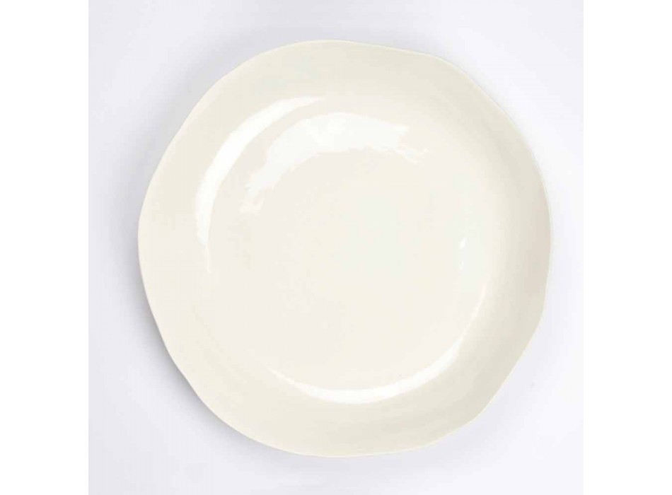 Italiensk luksus hvid porcelæn rund serveringsplade - Arcimaesta Viadurini