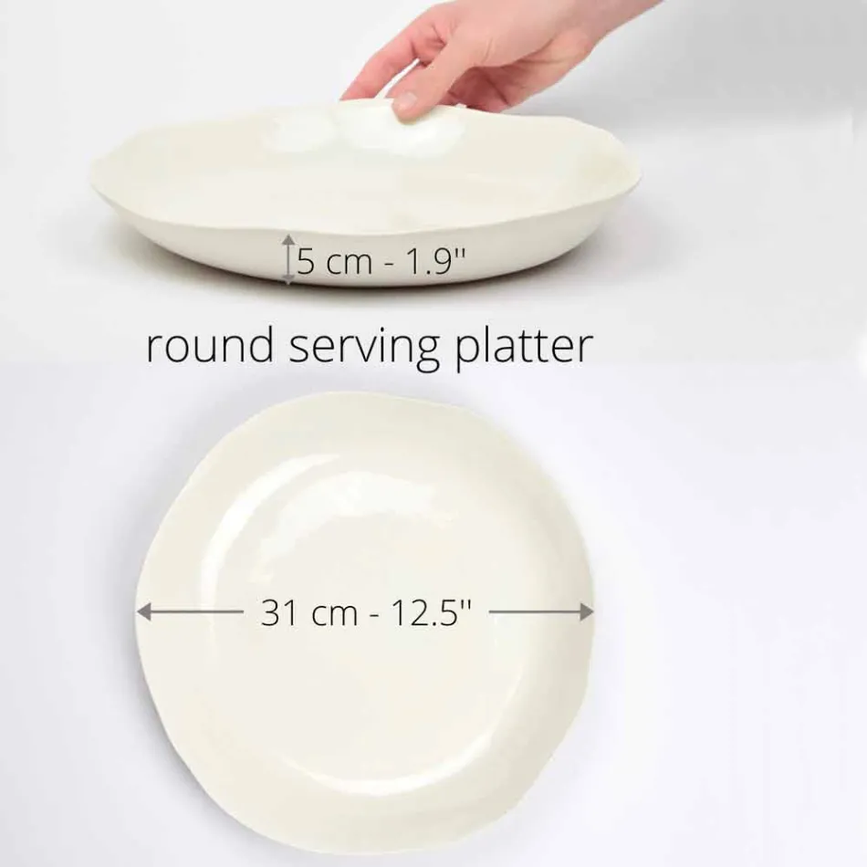 Italiensk luksus hvid porcelæn rund serveringsplade - Arcimaesta Viadurini