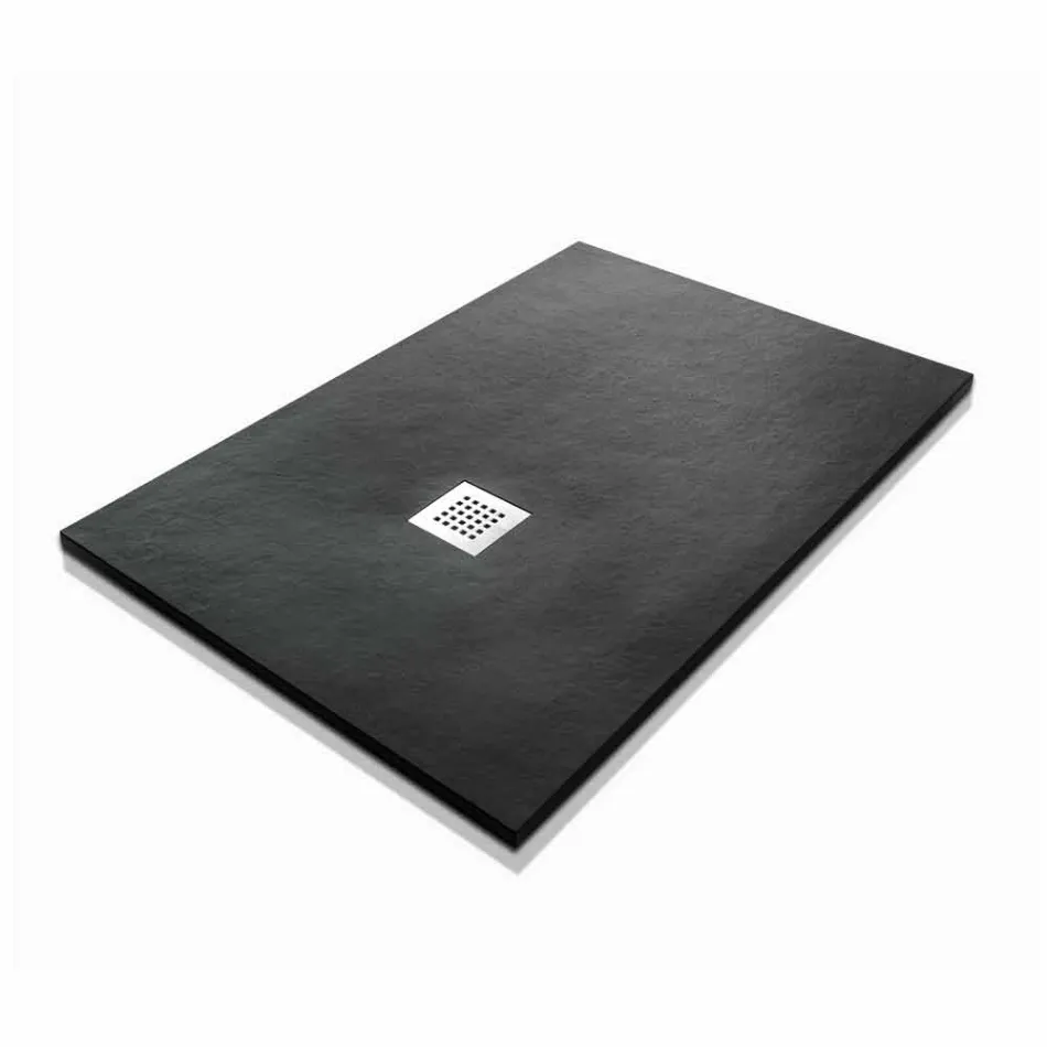 120x90 brusebad i stenharpiks med stålrist - Domio Viadurini