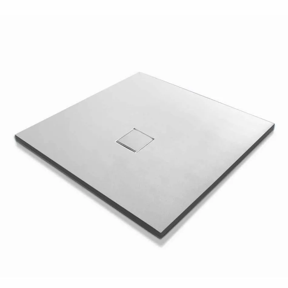 Firkantet design brusebad 90x90 i hvid harpiks fløjl effekt - Estimo Viadurini