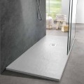 Moderne brusebad 170x80 skifereffekt finish i hvid harpiks - Sommo
