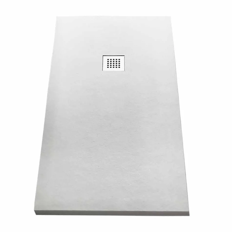 Moderne rektangulært brusebad 160x80 i steneffektharpiks - Domio Viadurini