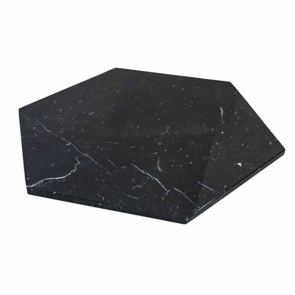 Sekskantet serveringsplade i hvid Carrara-marmor eller sort marquinia - Ludivine Viadurini