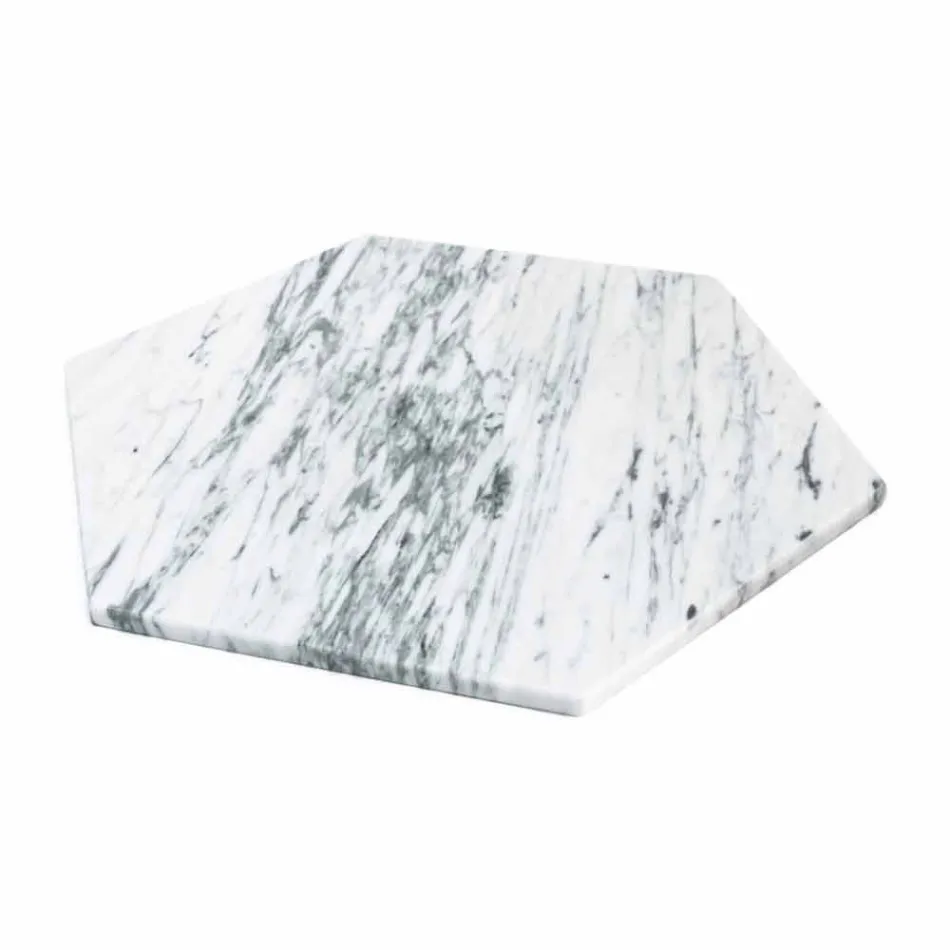 Sekskantet serveringsplade i hvid Carrara-marmor eller sort marquinia - Ludivine Viadurini
