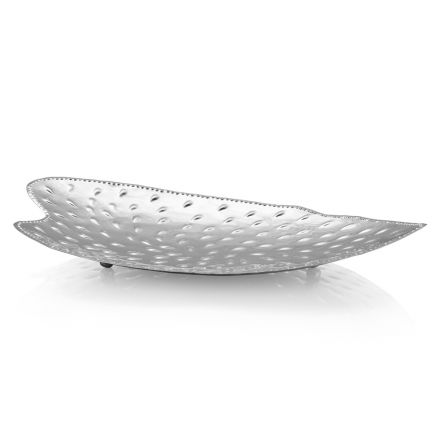 Plade tom lomme sølv metalblad design centerpiece - Tourette Viadurini