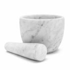 Lille morter med stød i hvid Carrara-marmor fremstillet i Italien - Mirel Viadurini