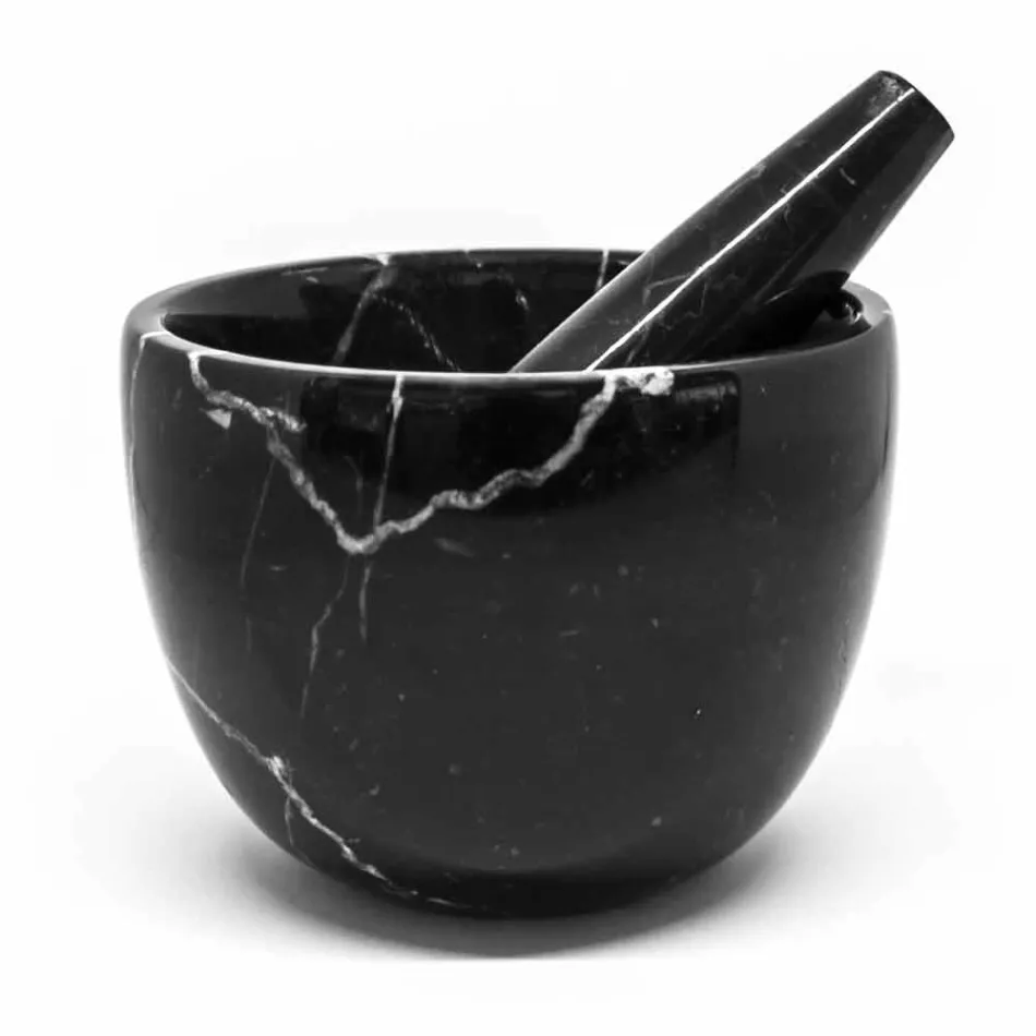 Lille morter med stød i hvid Carrara-marmor fremstillet i Italien - Mirel Viadurini