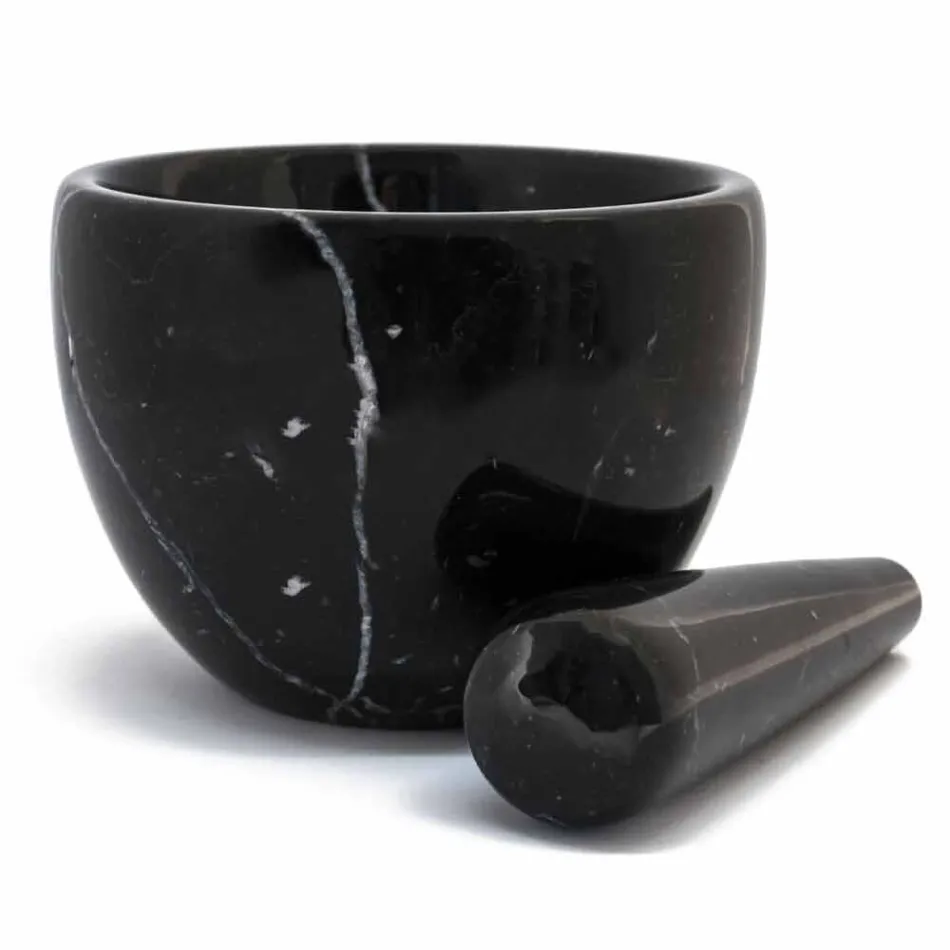 Lille morter med stød i hvid Carrara-marmor fremstillet i Italien - Mirel Viadurini