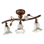 Artisan Ceramic 3-Light Loftslampe med Rose Dekoration - Pisa Viadurini