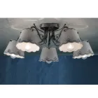 Loftslampe med 3 eller 5 lys i håndmalet broderieffekt Keramik - Ravenna Viadurini