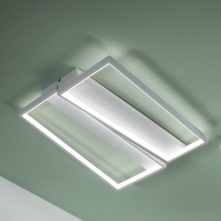 LED-loftslampe med metalstruktur i hvid finish - Squadra Viadurini