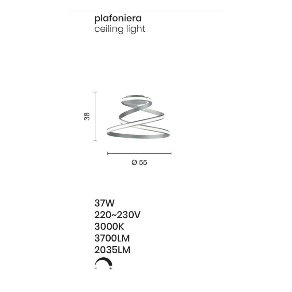Moderne Design Hvidmalet Metal LED Loftslampe - Rivolta Viadurini