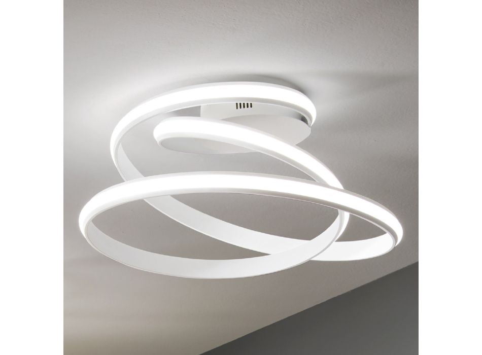 Moderne Design Hvidmalet Metal LED Loftslampe - Rivolta Viadurini