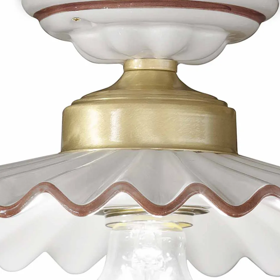 loft lys blank keramik og farvet tråd Ferroluce Viadurini