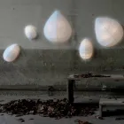 Væglampe i metal og hvidt lycra design i 3 dimensioner - løv Viadurini