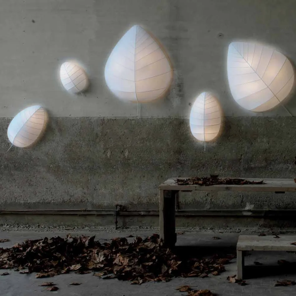 Væglampe i metal og hvidt lycra design i 3 dimensioner - løv Viadurini