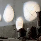 Væglampe i metal og hvidt lycra design i 3 dimensioner - løv Viadurini