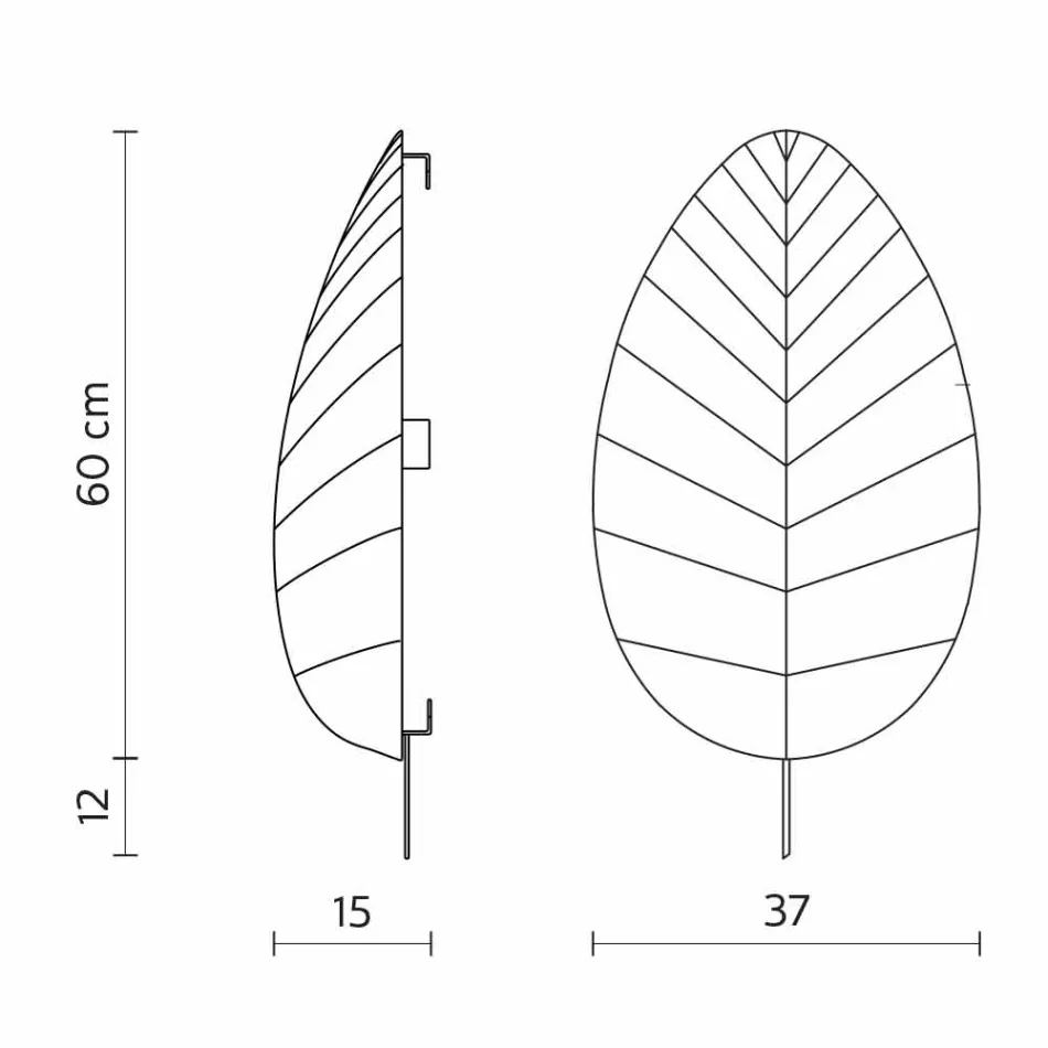 Væglampe i metal og hvidt lycra design i 3 dimensioner - løv Viadurini