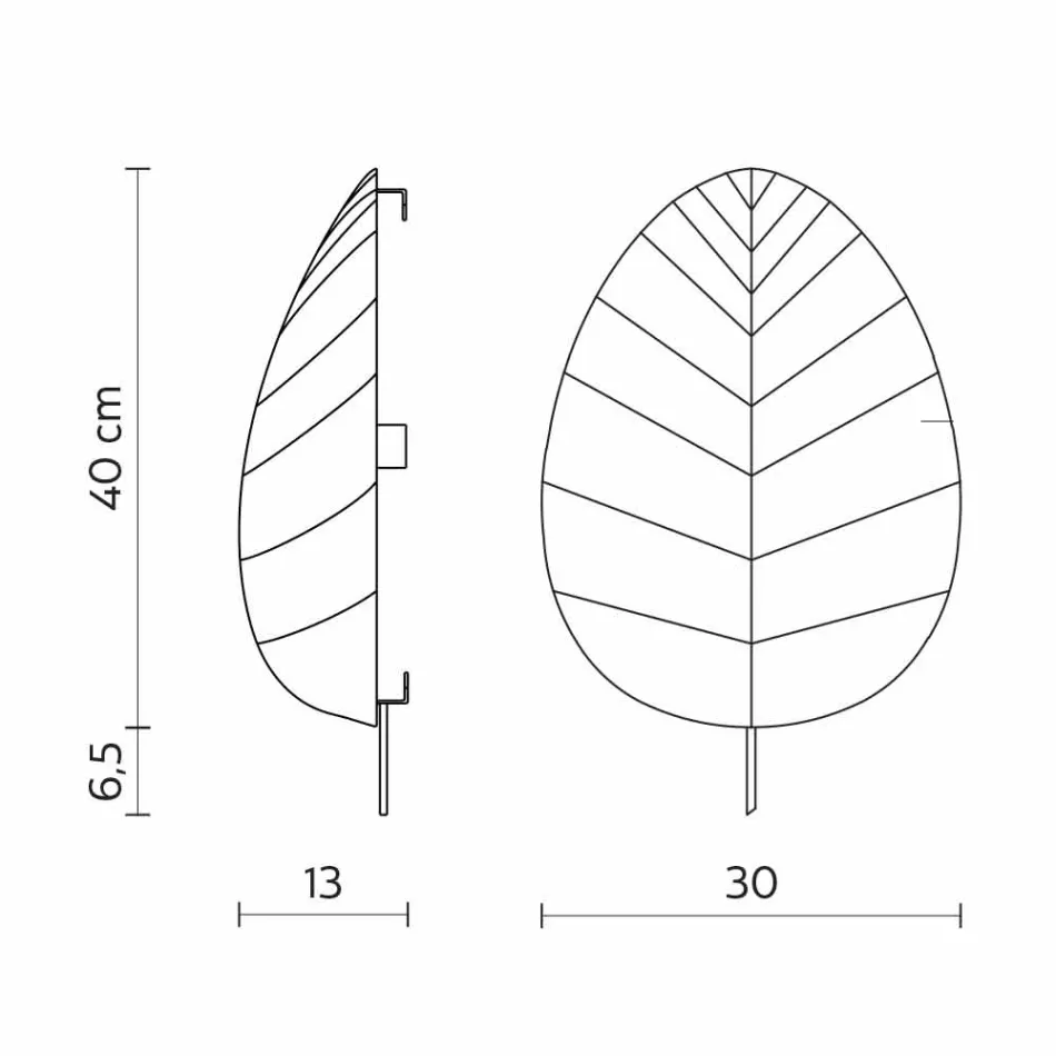 Væglampe i metal og hvidt lycra design i 3 dimensioner - løv Viadurini
