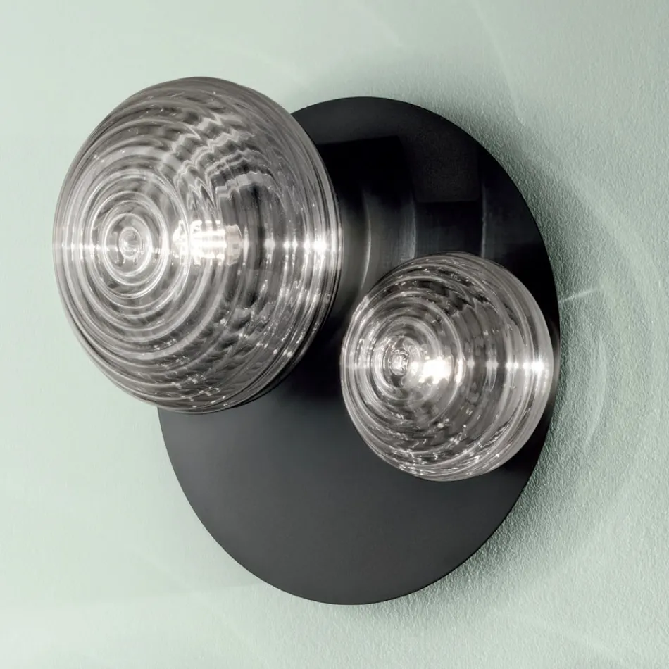 Væglampe i blæst glas med metalstruktur - Svale Viadurini