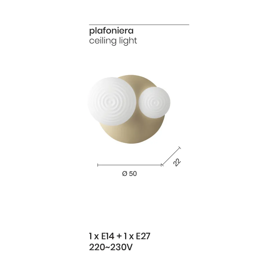 Væglampe i blæst glas med metalstruktur - Svale Viadurini