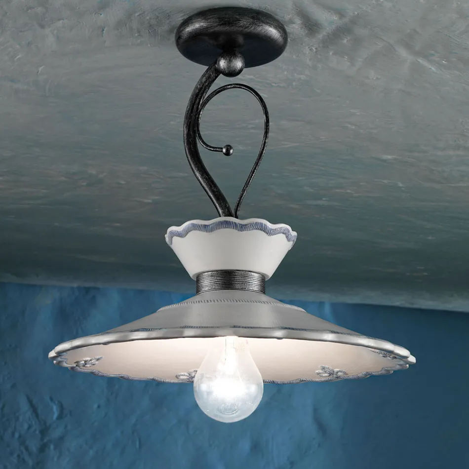 Artisan Loftslampe i håndmalet broderieffekt Keramik - Ravenna Viadurini