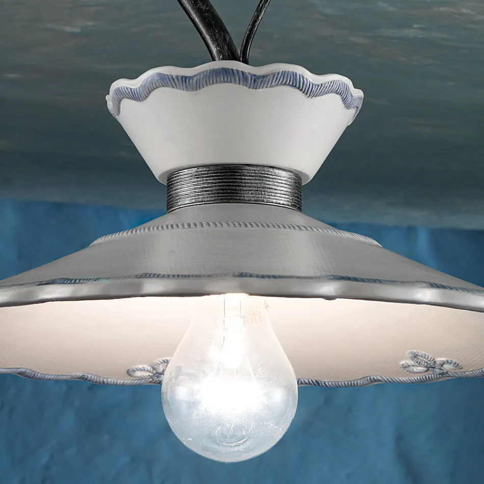 Artisan Loftslampe i håndmalet broderieffekt Keramik - Ravenna Viadurini