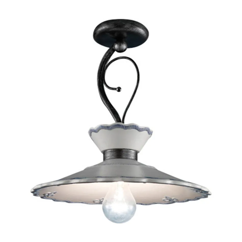 Artisan Loftslampe i håndmalet broderieffekt Keramik - Ravenna Viadurini