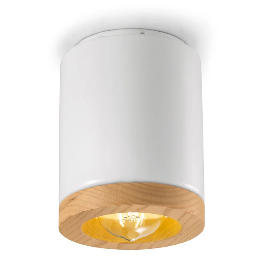 Nordic Style Artisan Træ og Keramik Loftslampe - Nateca Viadurini