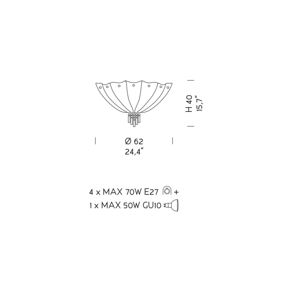 Håndlavet venetiansk glas- og metalloftslampe lavet i Italien - Fabiana Viadurini