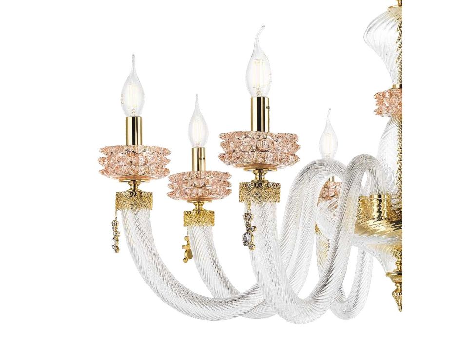 Klassisk loftslampe 8 lys i italiensk luksus håndlavet glas - saltvand Viadurini