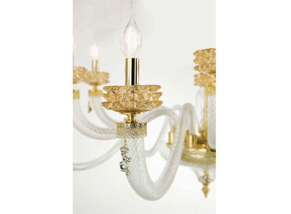 Klassisk loftslampe 8 lys i italiensk luksus håndlavet glas - saltvand Viadurini
