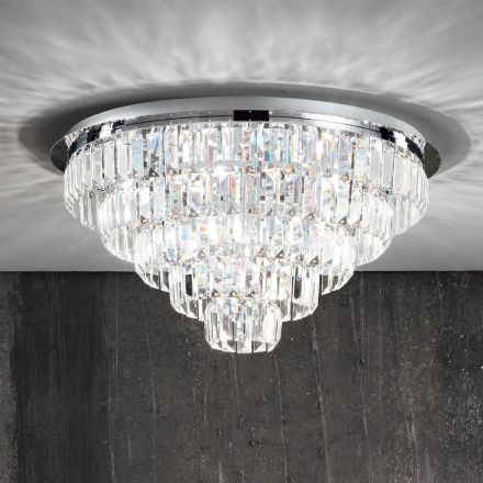 Klassisk loftslampe i sølvmetal og krystal pendler - Jerome Viadurini