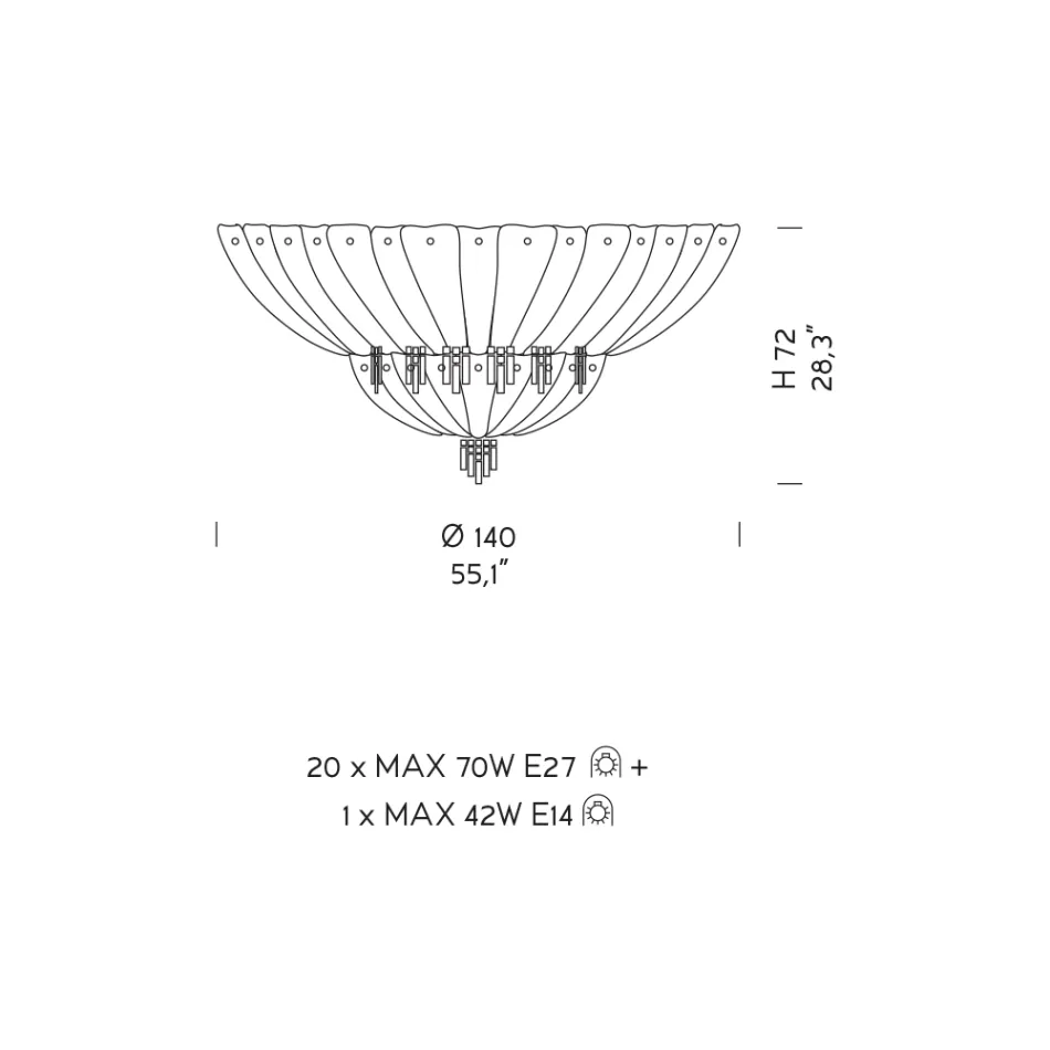 Klassisk loftslampe i Venedig glas og metal Fremstillet i Italien - Fabiana Viadurini