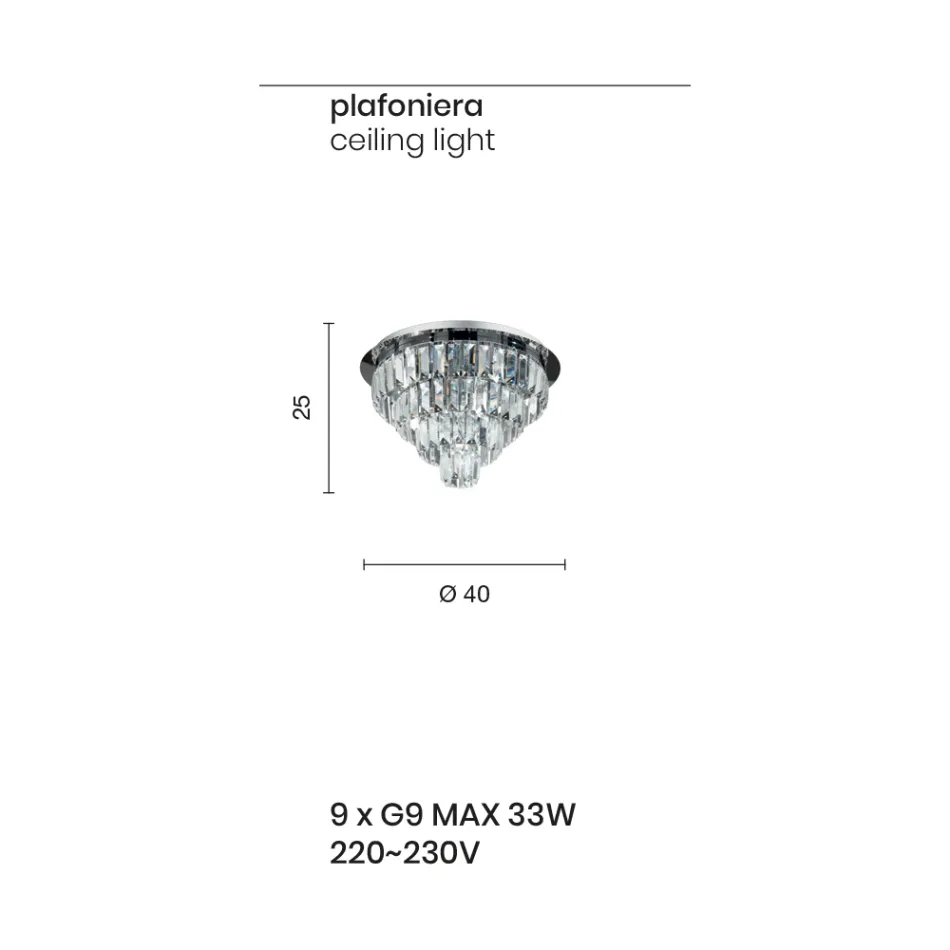Klassisk guld metal loftslampe og luksus krystal pendler - Jerome Viadurini