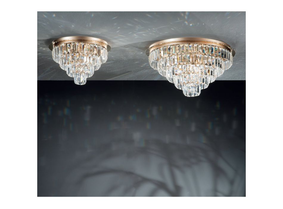 Klassisk guld metal loftslampe og luksus krystal pendler - Jerome Viadurini
