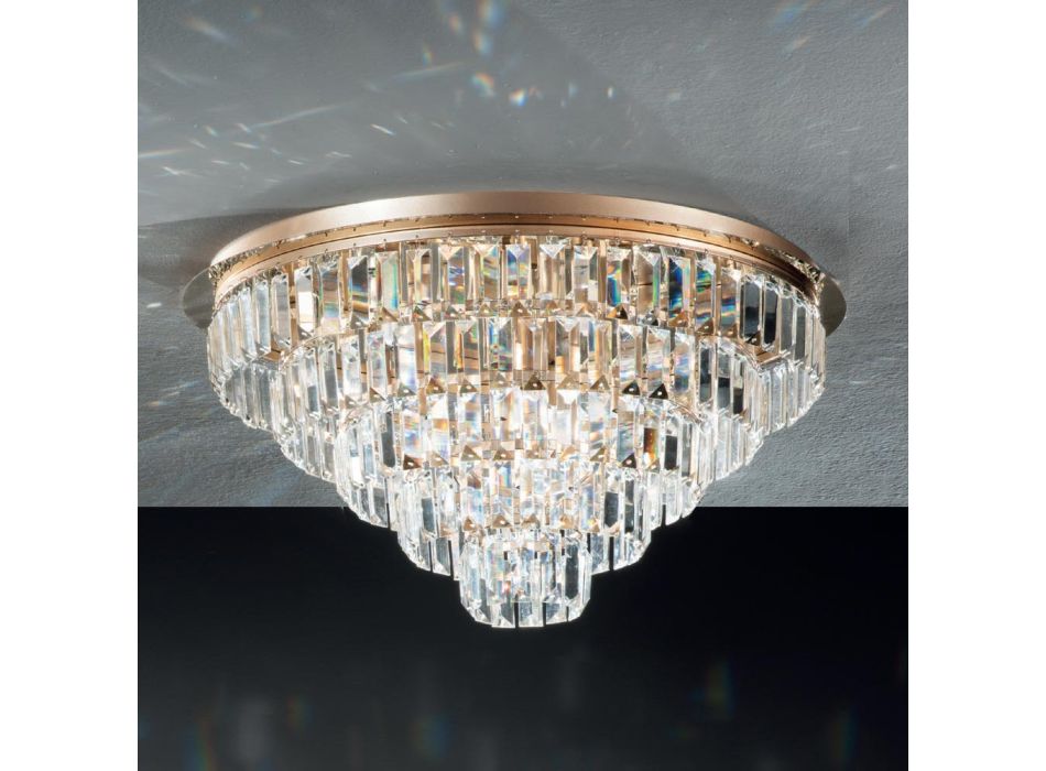 Klassisk guld metal loftslampe og luksus krystal pendler - Jerome Viadurini