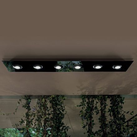 Loftlampe med flad glasplade med sænkning - Kora Viadurini