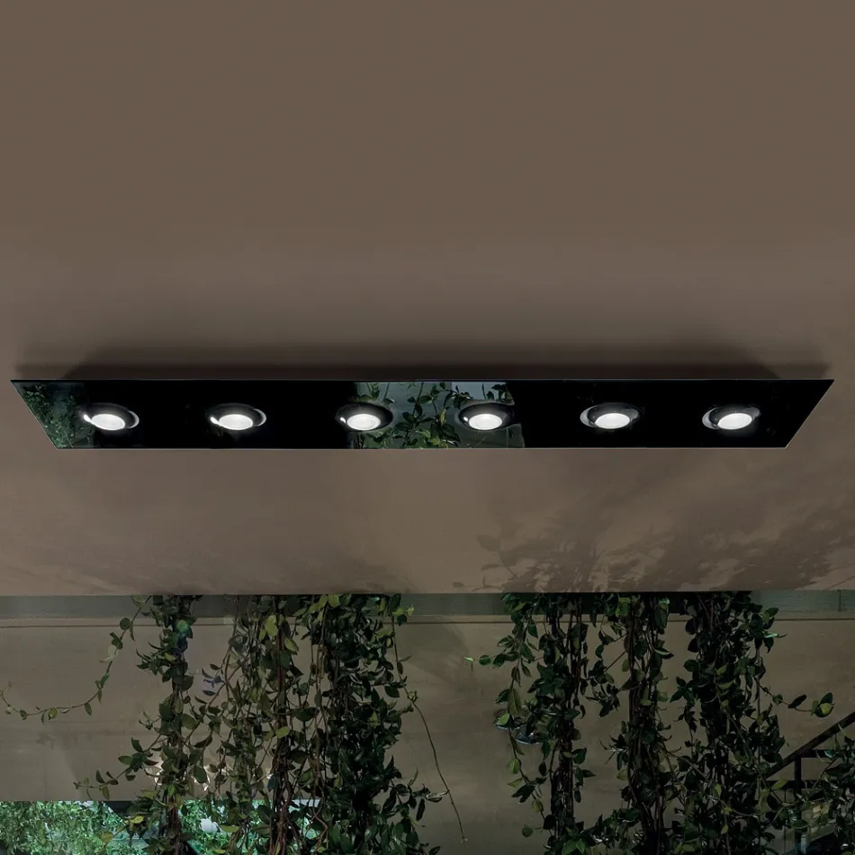 Loftlampe med flad glasplade med sænkning - Kora Viadurini